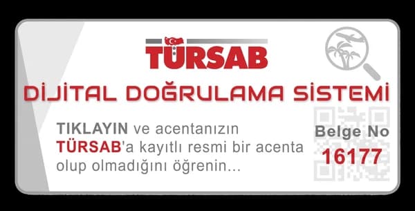 TÜRSAB Digital Verification System — TÜRSAB-registered travel agency, licence No. 16177